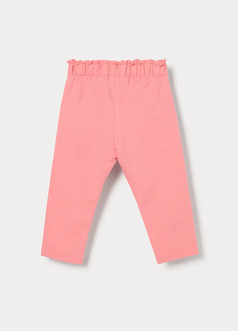 Pantaloni In French Terry Di Cotone Stretch Bimba, Bambina, Rosa pastello miniatura 2