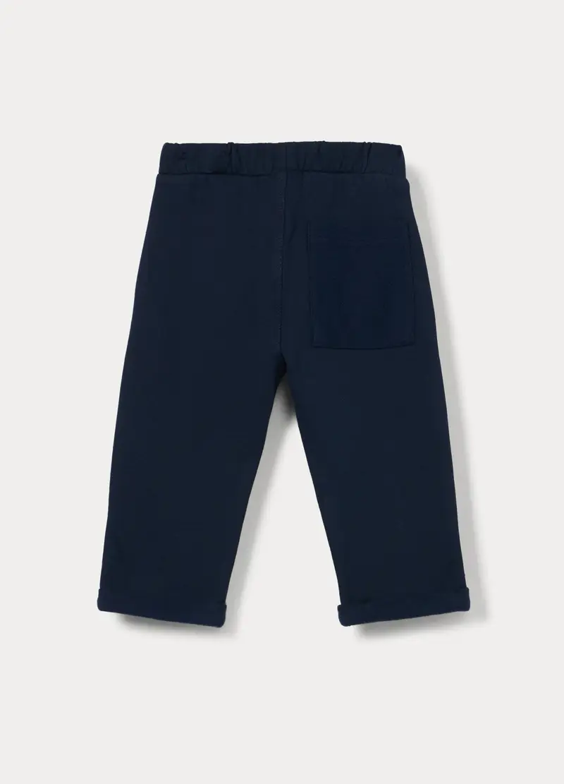Pantaloni In French Terry Di Puro Cotone Bimbo, Bambino, Blu navy miniatura 2