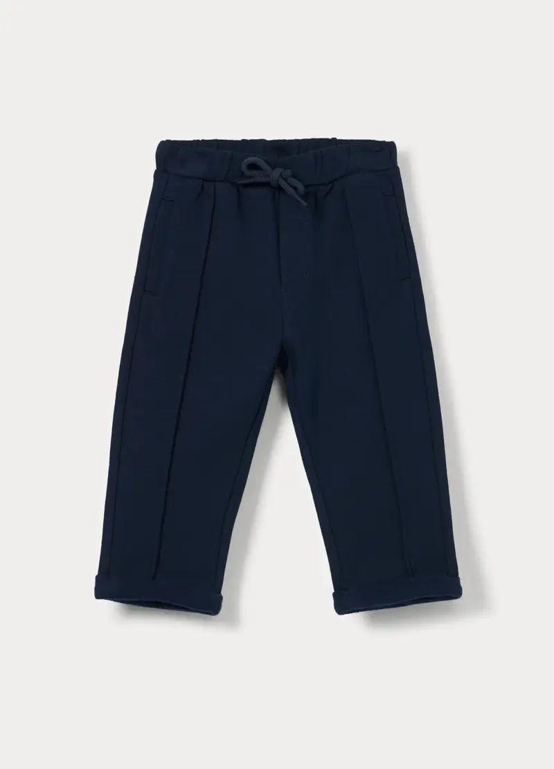 Pantaloni In French Terry Di Puro Cotone Bimbo, Bambino, Blu navy