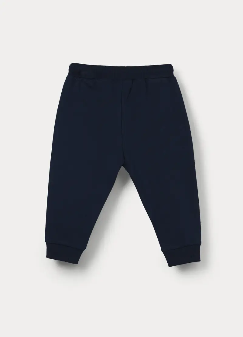 Pantaloni In French Terry Di Puro Cotone Bimbo, Bambino, Blu scuro miniatura 2