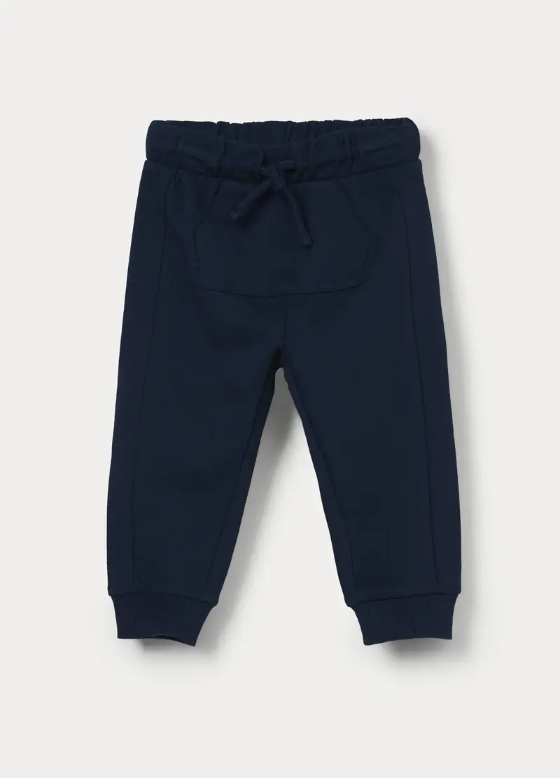 Pantaloni In French Terry Di Puro Cotone Bimbo, Bambino, Blu scuro