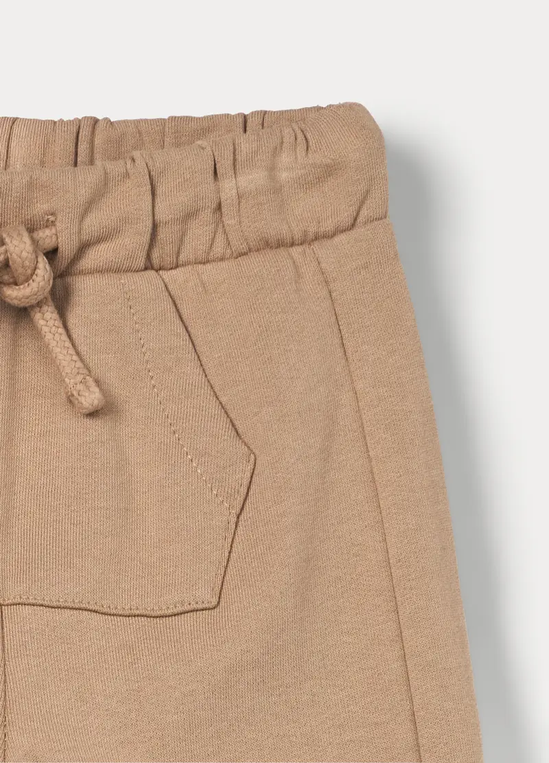 Pantaloni In French Terry Di Puro Cotone Bimbo, Bambino, Marrone chiaro miniatura 3