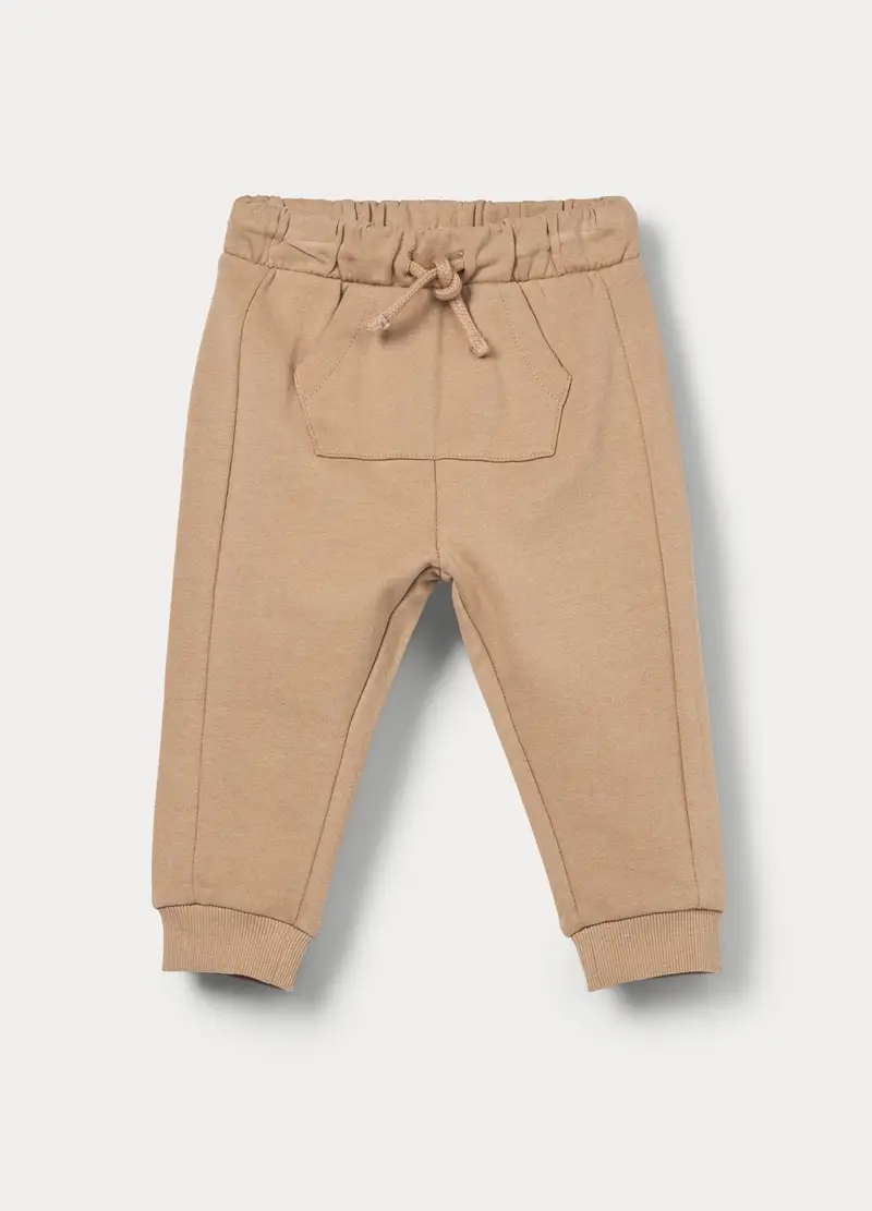 Pantaloni In French Terry Di Puro Cotone Bimbo, Bambino, Marrone chiaro
