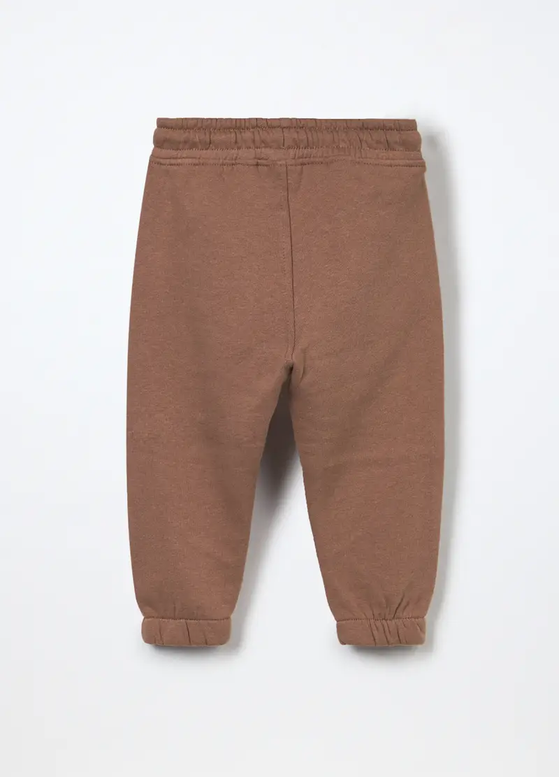 Pantaloni In French Terry Di Puro Cotone Neonato, Bambino, Marrone cioccolato miniatura 2