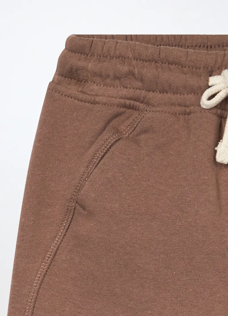 Pantaloni In French Terry Di Puro Cotone Neonato, Bambino, Marrone cioccolato miniatura 3