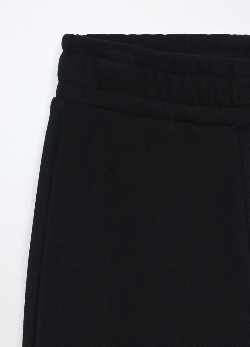 Pantaloni In French Terry Misto Cotone Bambina, Nero miniatura 3