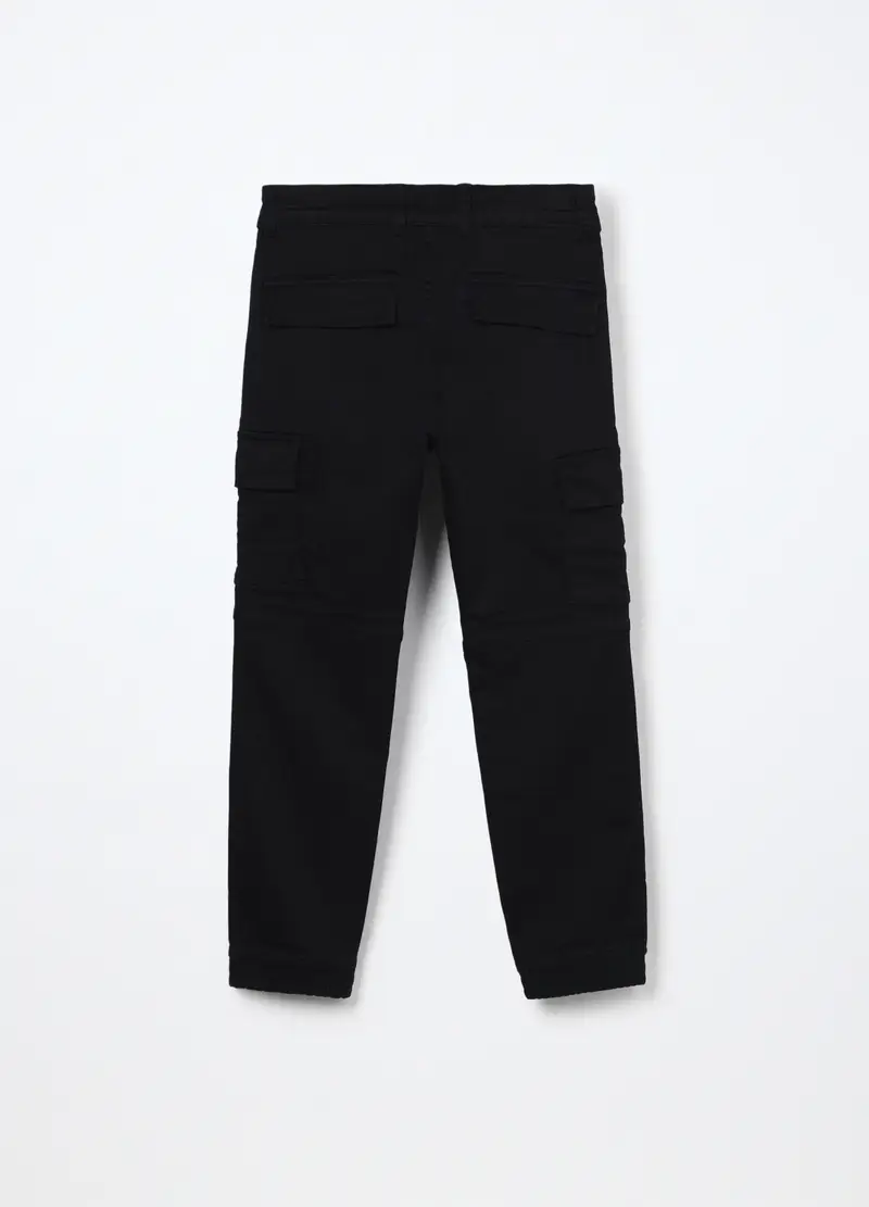 Pantaloni In French Terry Misto Cotone Ragazzo, Bambino, Nero miniatura 2
