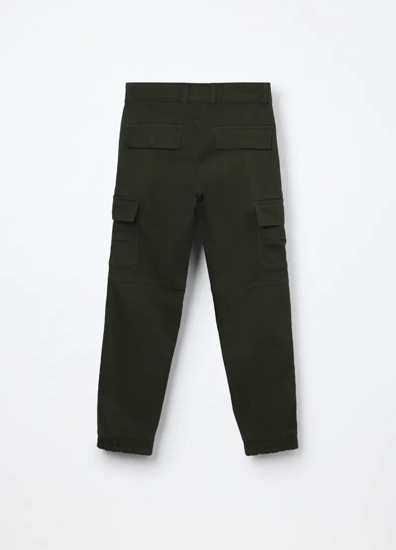 Pantaloni In French Terry Misto Cotone Ragazzo, Bambino, Verde scuro miniatura 2