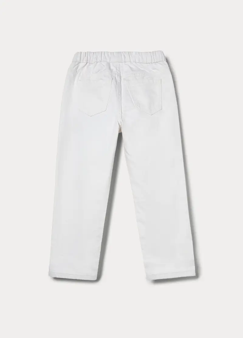 Pantaloni In Puro Cotone Bambino, Bianco gesso miniatura 2
