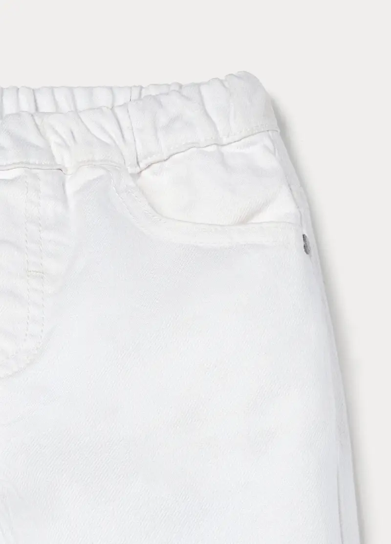 Pantaloni In Puro Cotone Bambino, Bianco gesso miniatura 3