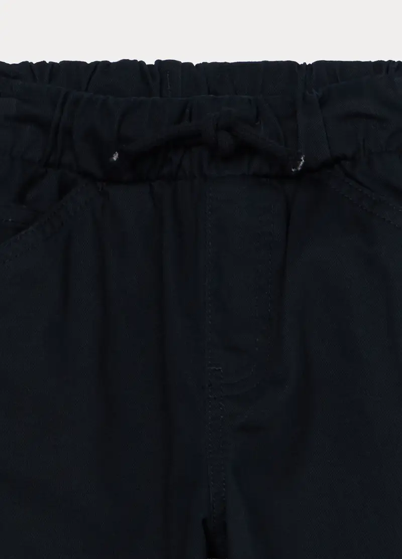 Pantaloni In Puro Cotone Bambino, Blu scuro miniatura 3