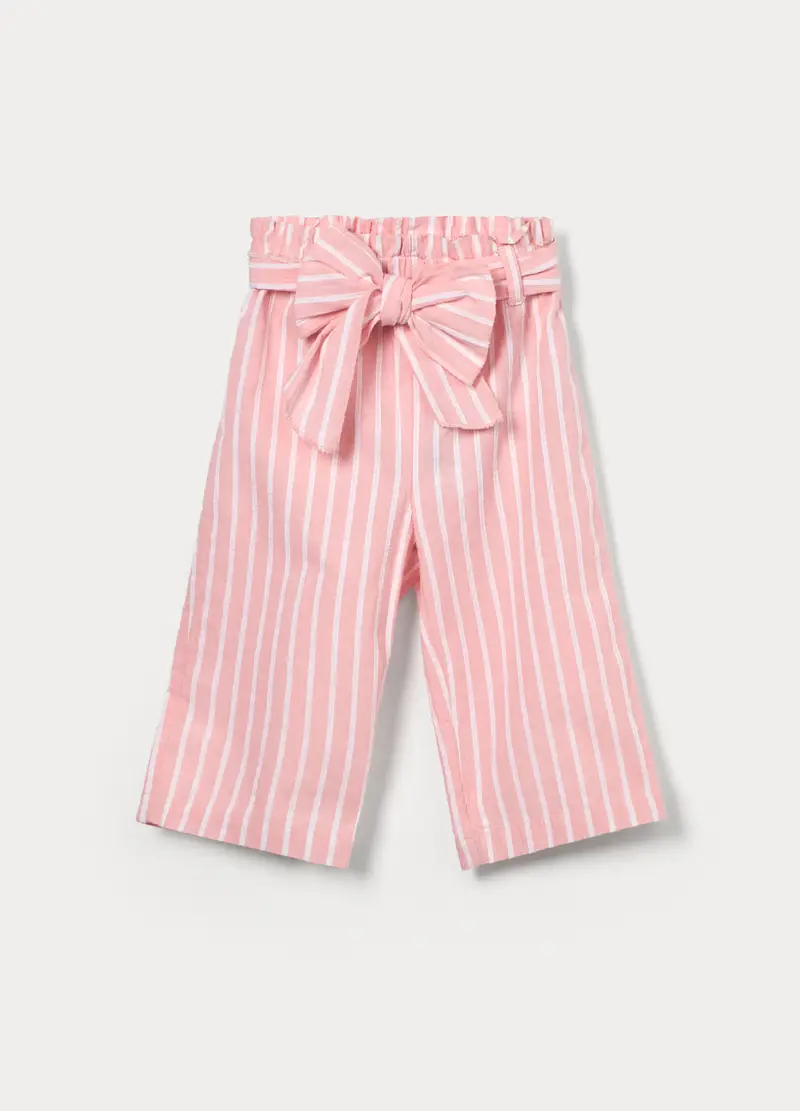 Pantaloni In Puro Cotone Bimba, Bambina, Bianco/Rosa