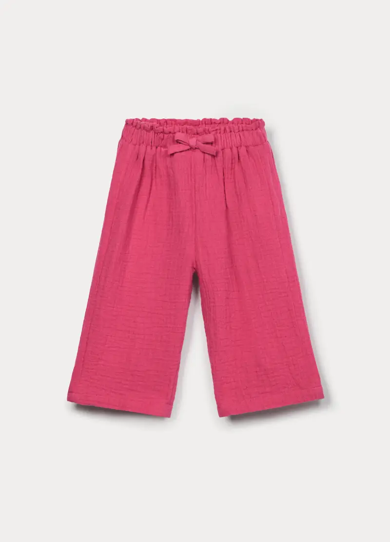 Pantaloni In Puro Cotone Bimba, Bambina, Rosa scuro