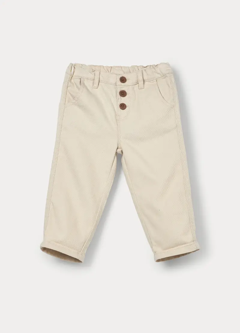 Pantaloni In Puro Cotone Bimbo, Bambino, Bianco avorio