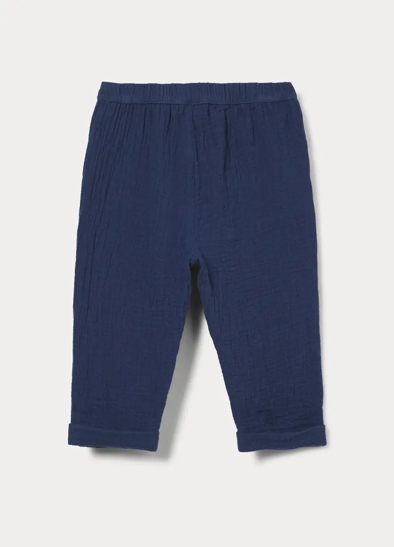 Pantaloni In Puro Cotone Bimbo, Bambino, Blu scuro miniatura 2
