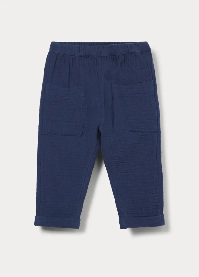 Pantaloni In Puro Cotone Bimbo, Bambino, Blu scuro