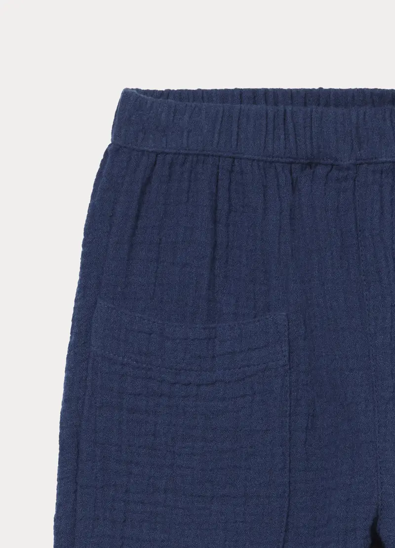 Pantaloni In Puro Cotone Bimbo, Bambino, Blu scuro miniatura 3