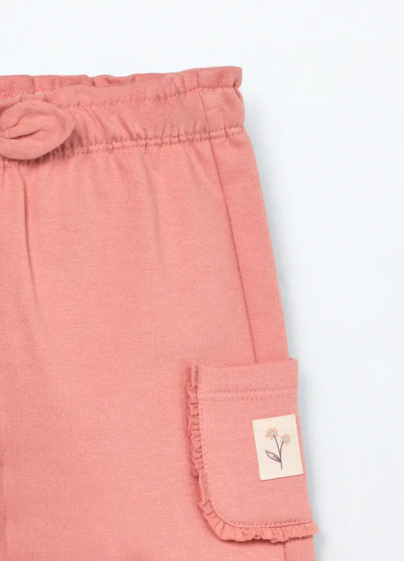 Blukids, Pantaloni In Puro Cotone Fleece Neonata, Rosa corallo, Taglia: 1-3 miniatura 2