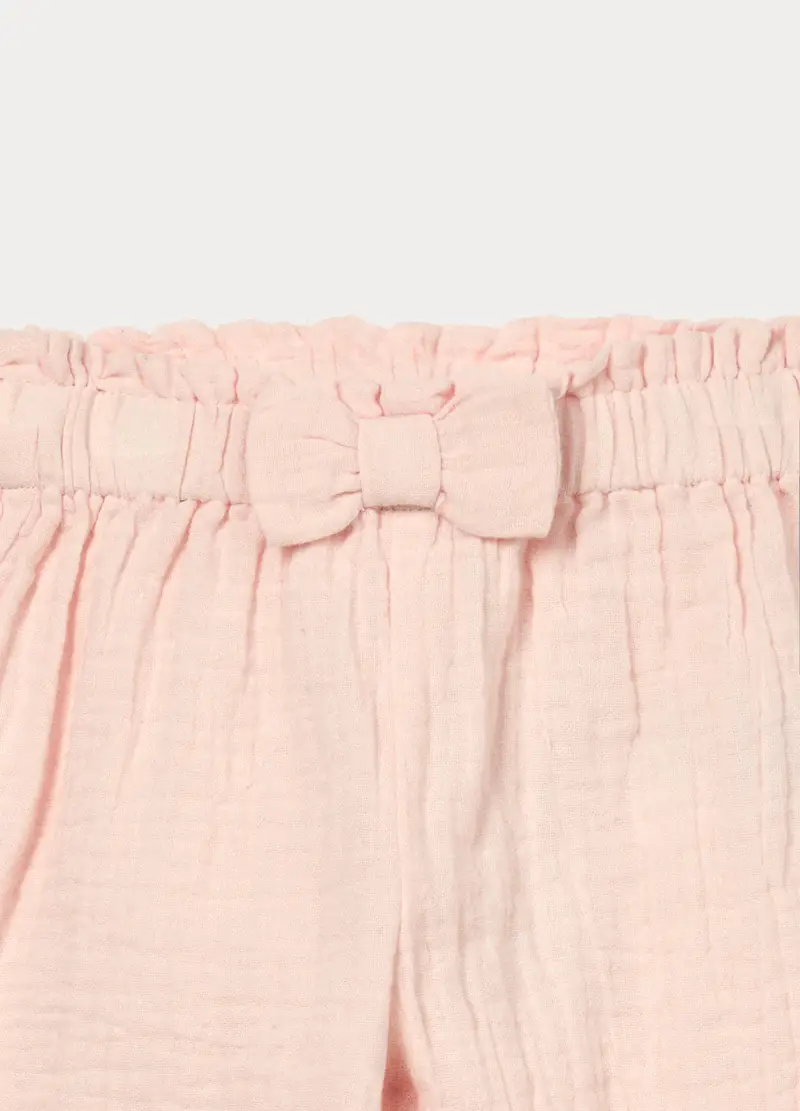 Pantaloni In Puro Cotone Neonata, Rosa pastello miniatura 3