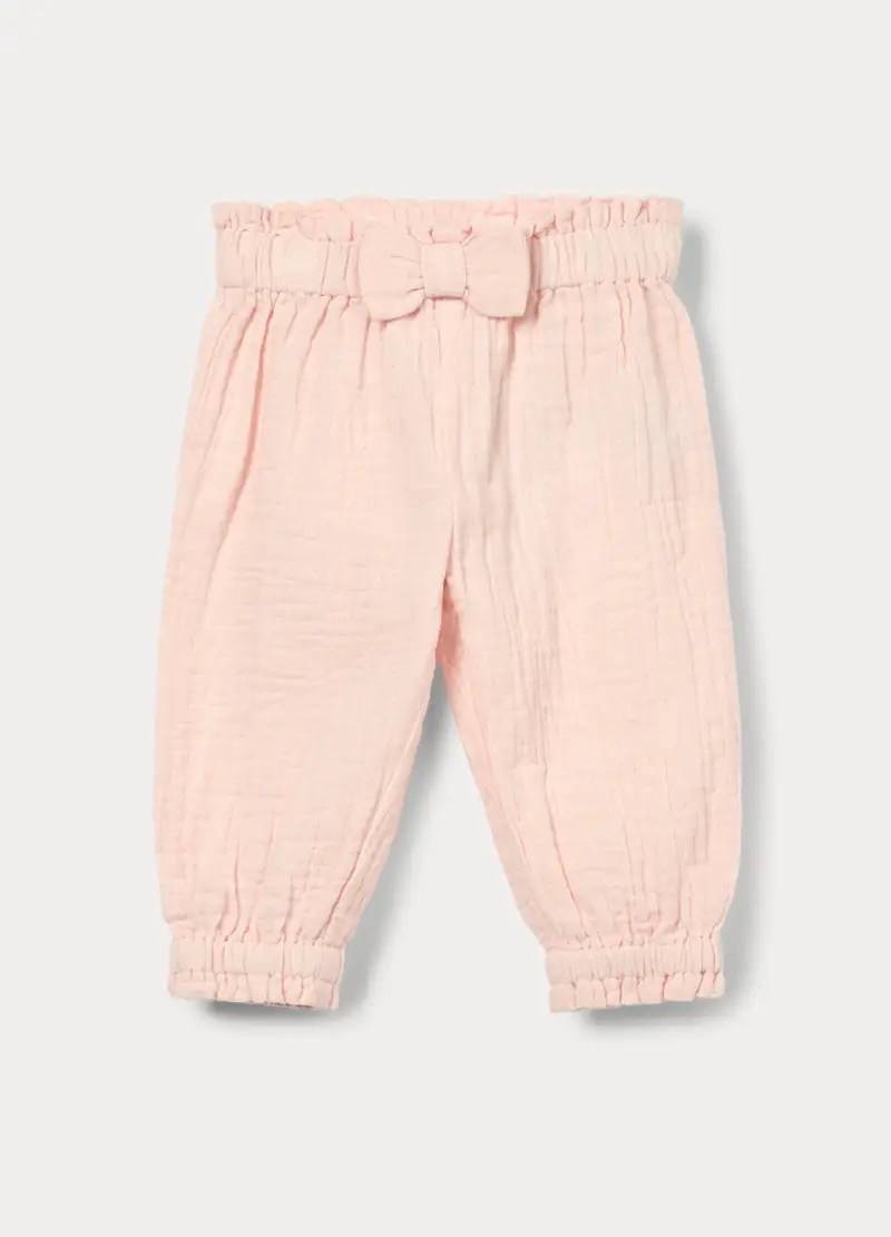 Pantaloni In Puro Cotone Neonata, Rosa pastello