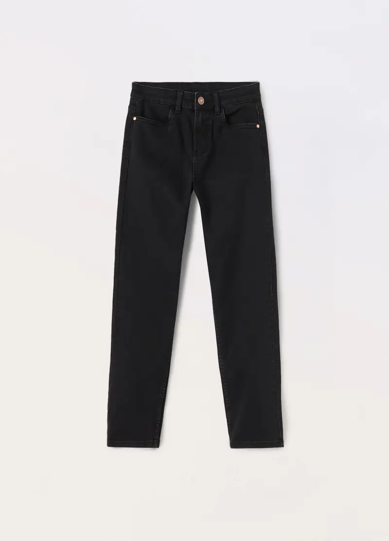 Blukids, Pantaloni In Stretch Denim Di Misto Cotone Ragazzo, Bambino, Nero, Taglia: 10-11
