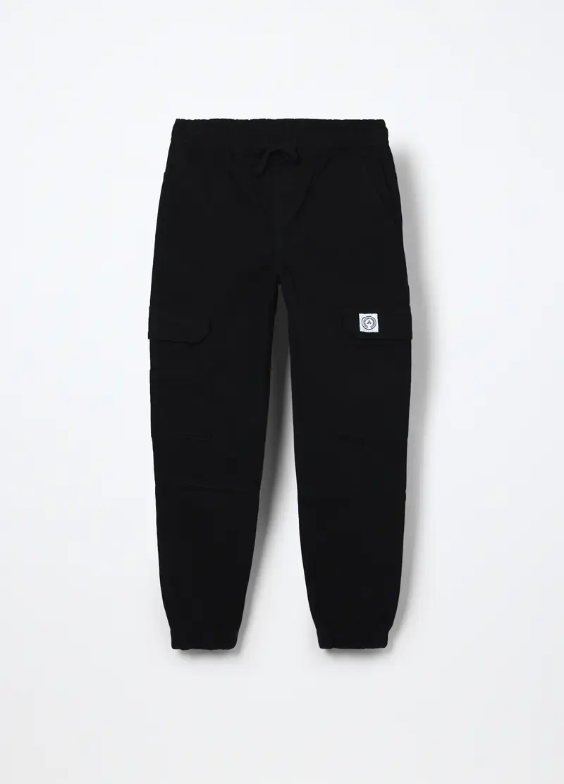 Pantaloni In Twill Di Cotone Stretch Ragazzo, Bambino, Nero