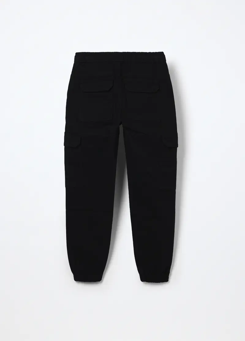 Pantaloni In Twill Di Cotone Stretch Ragazzo, Bambino, Nero miniatura 2