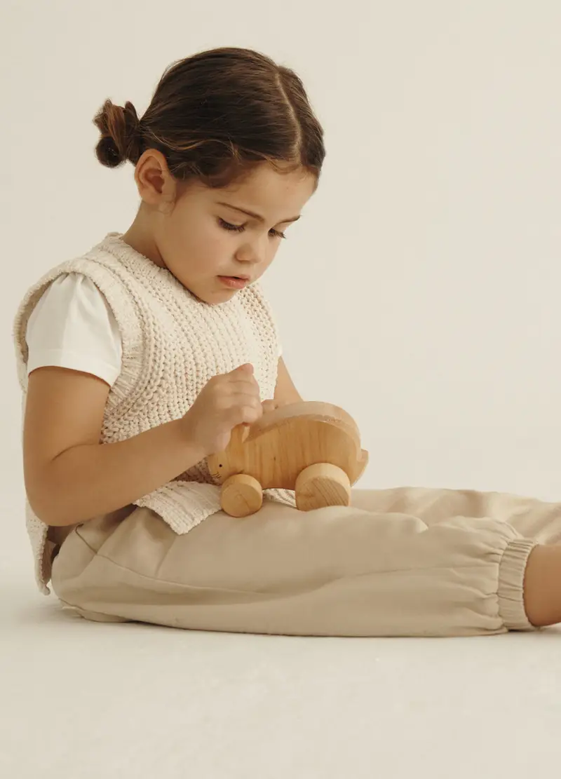 Blukids, Pantaloni In Twill Di Pura Viscosa Iana Neonata, Beige chiaro, Taglia: 6