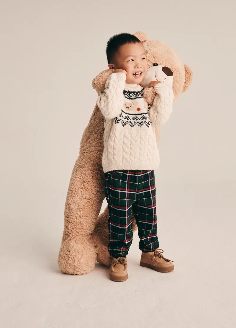 Pantaloni In Twill Di Puro Cotone Iana Neonato, Blu/Giallo