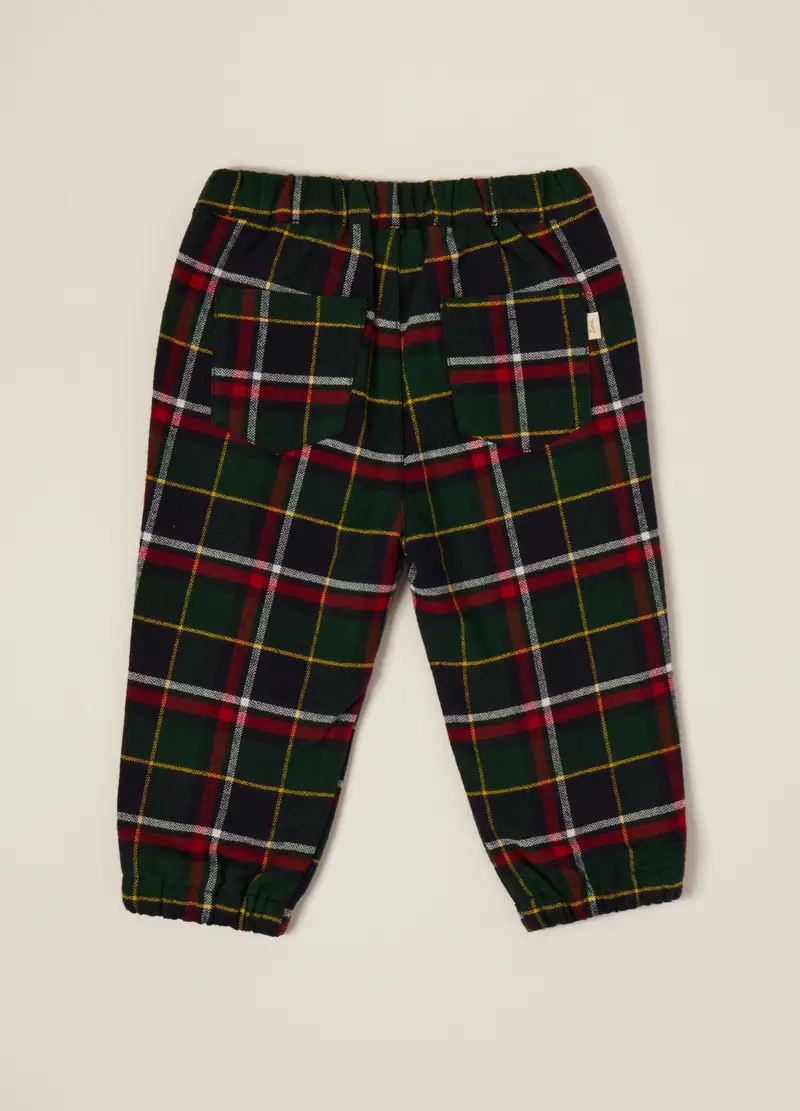 Pantaloni In Twill Di Puro Cotone Iana Neonato, Blu/Giallo miniatura 3