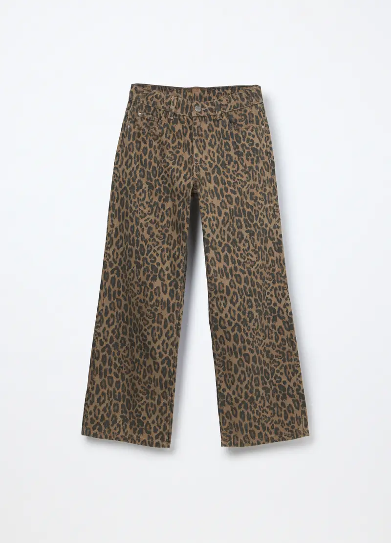 Pantaloni In Twill Di Puro Cotone Ragazza, Bambina, Marrone scuro