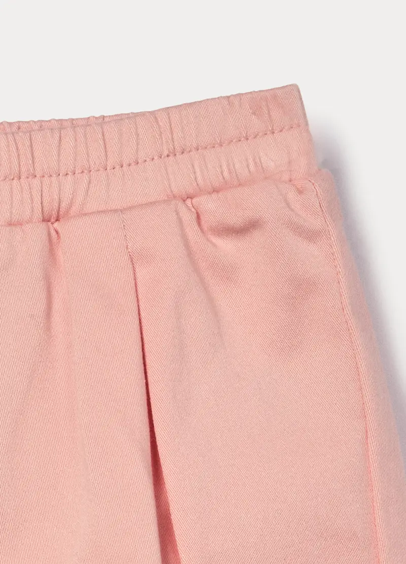 Pantaloni In Twill Misto Cotone Neonata, Rosa pastello miniatura 3
