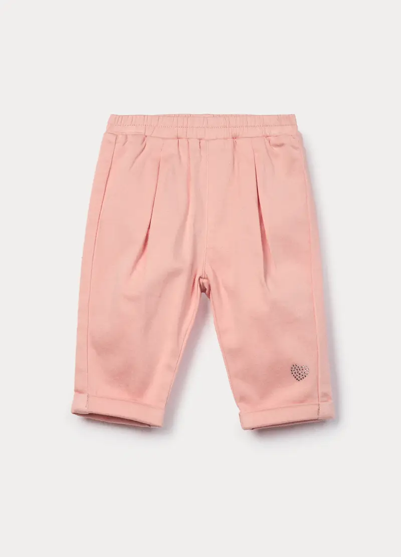 Pantaloni In Twill Misto Cotone Neonata, Rosa pastello