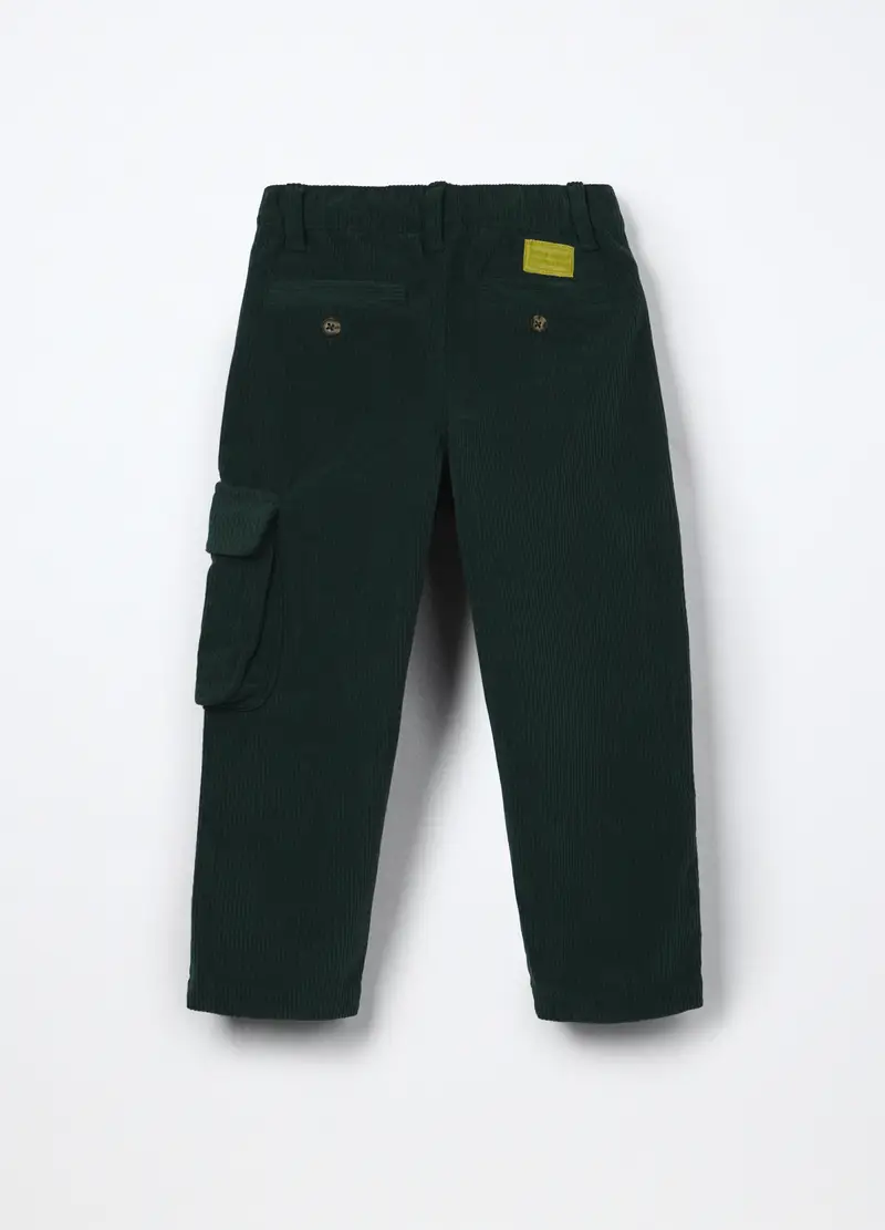 Pantaloni In Velluto A Coste Bambino, Verde scuro miniatura 2