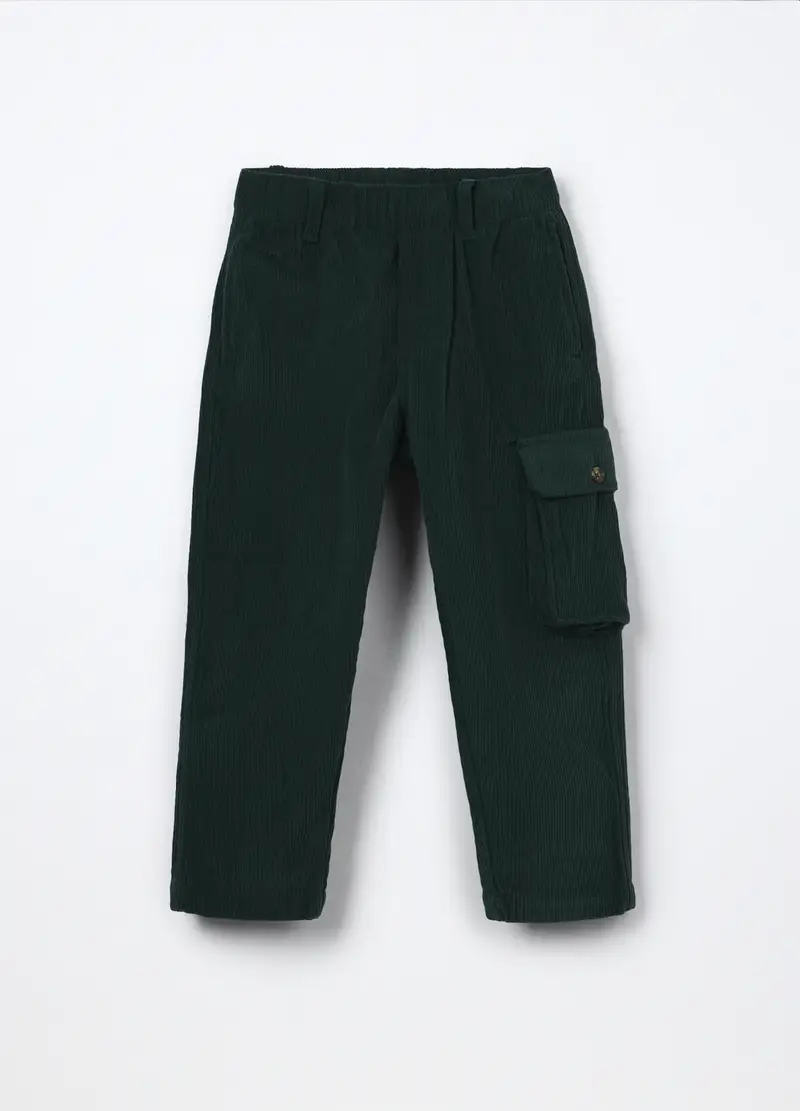 Pantaloni In Velluto A Coste Bambino, Verde scuro