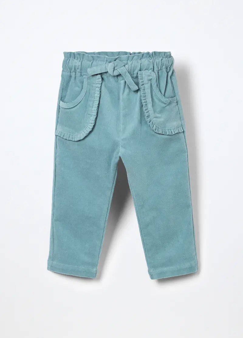 Pantaloni In Velluto A Coste Neonata, Bambina, Verde acqua