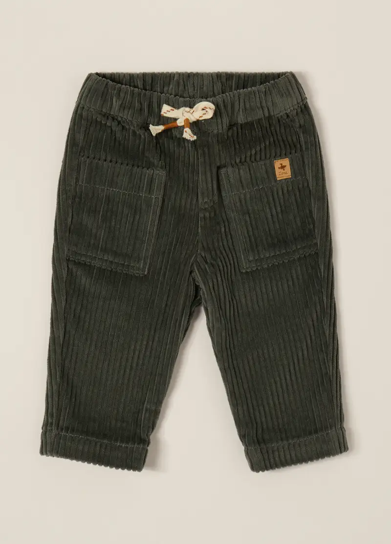 Pantaloni In Velluto A Coste Neonato, Verde scuro miniatura 2
