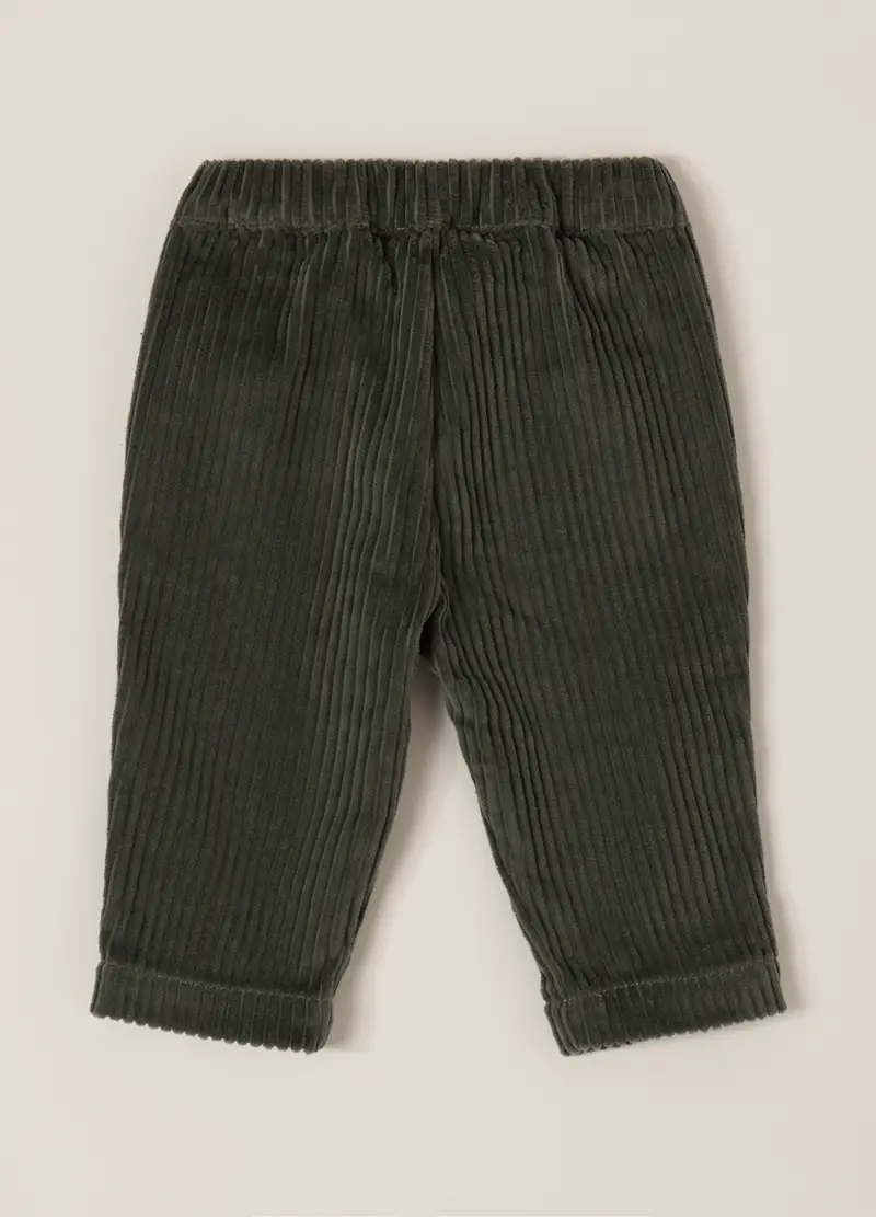 Pantaloni In Velluto A Coste Neonato, Verde scuro miniatura 3