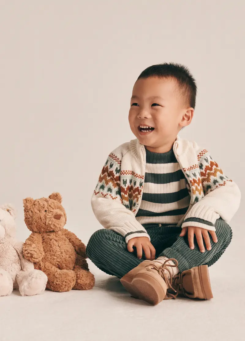 Pantaloni In Velluto A Coste Neonato, Verde scuro