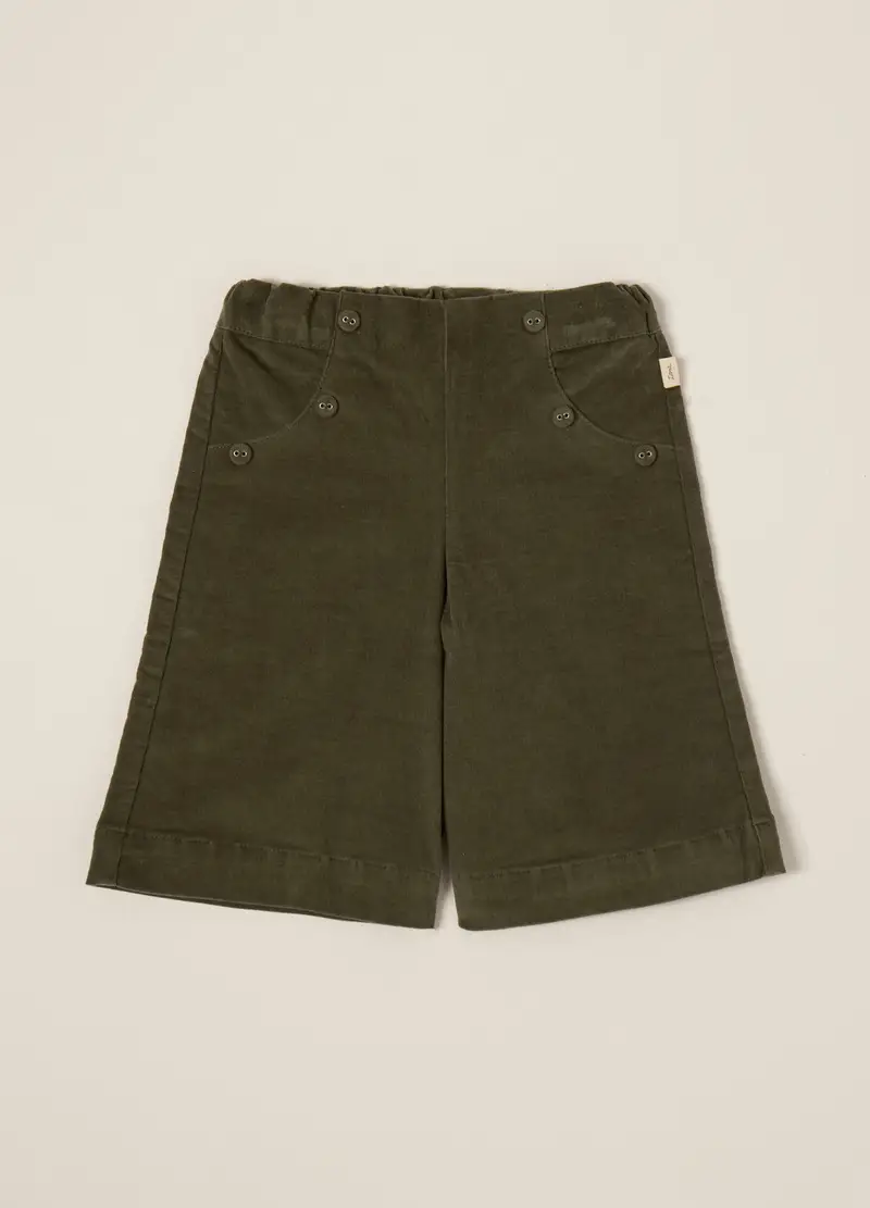 Pantaloni In Velluto A Coste Wide Leg Iana Neonata, Verde scuro miniatura 2