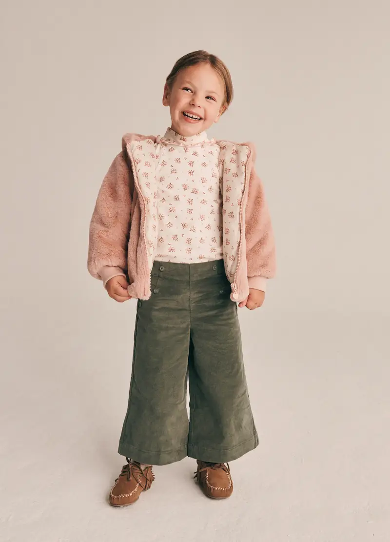 Pantaloni In Velluto A Coste Wide Leg Iana Neonata, Verde scuro