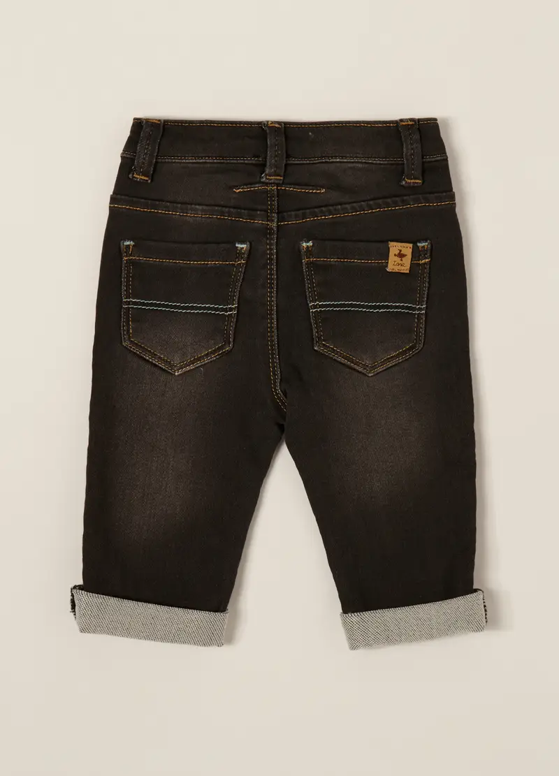 Pantaloni Marroni Per Neonato Con Tasche E Risvolto, Nero canna di fucile miniatura 2