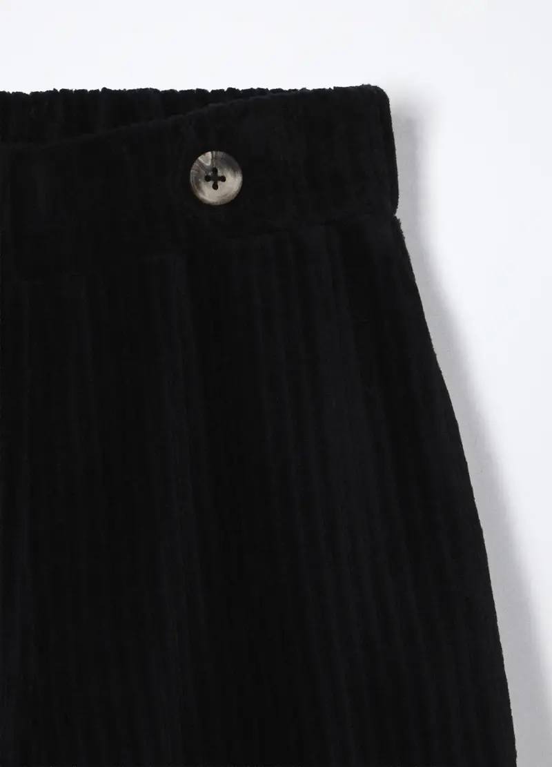 Pantaloni Misto Cotone Velour Bambina, Nero miniatura 3