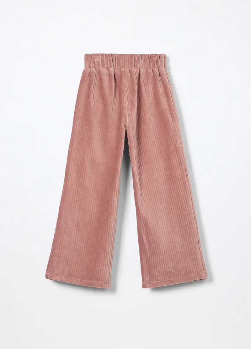 Pantaloni Misto Cotone Velour Bambina, Rosa pastello miniatura 2