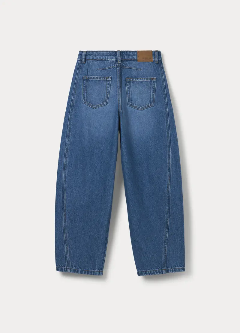 Pantaloni Mom Fit In Denim Di Puro Cotone Ragazza, Bambina, Blu Bluette miniatura 2