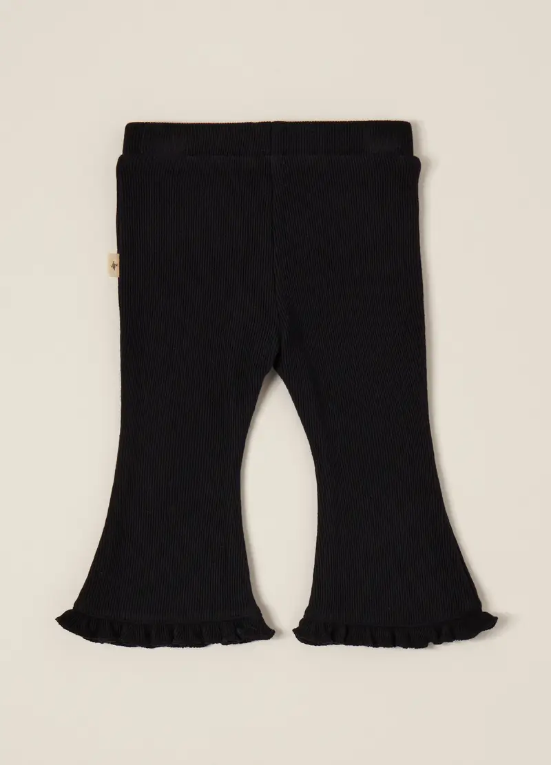 Pantaloni Neri Elasticizzati Per Neonata, Nero canna di fucile miniatura 2