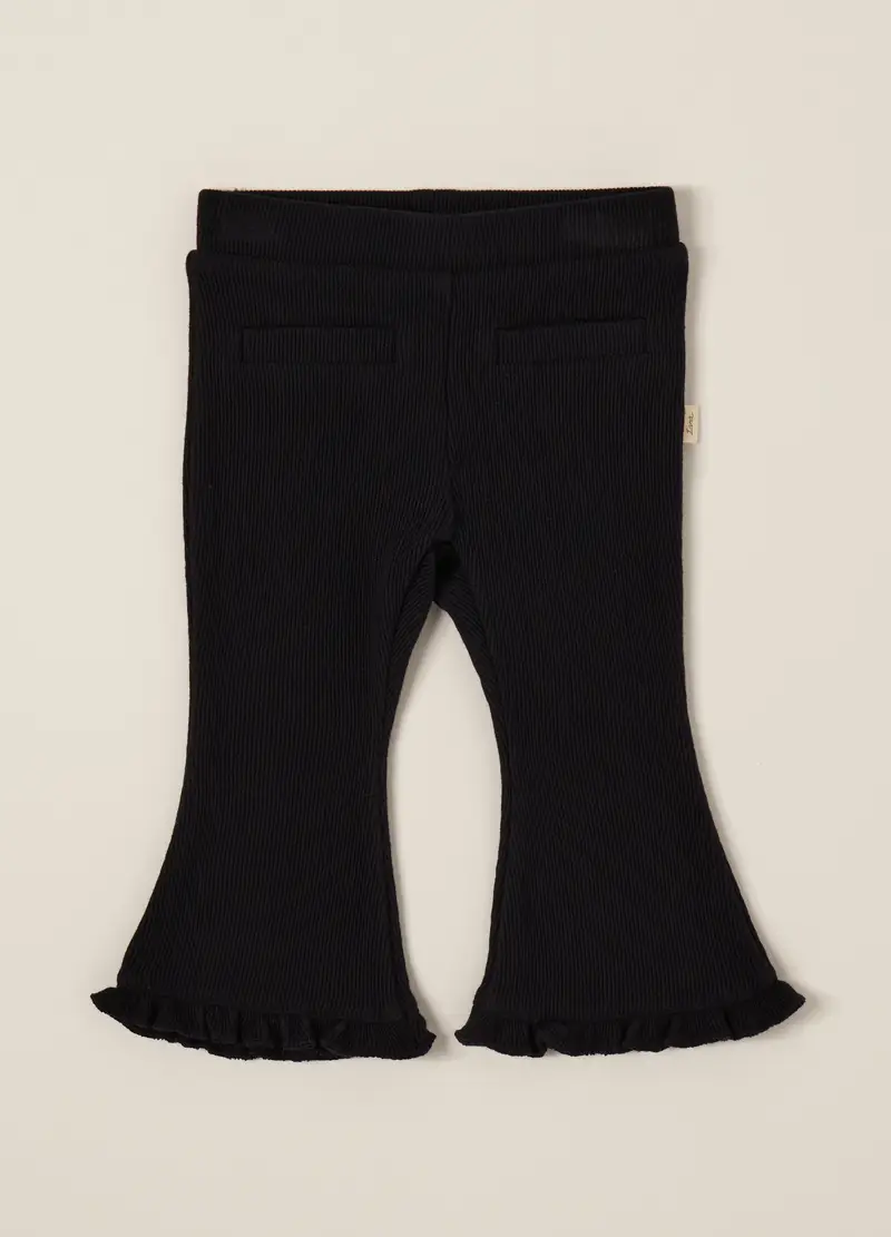 Pantaloni Neri Elasticizzati Per Neonata, Nero canna di fucile