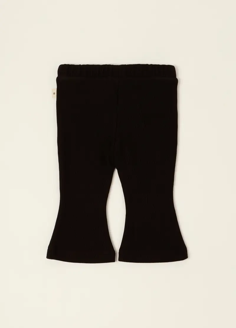 Pantaloni Neri Flare In Viscosa Elasticizzata, Neonata, Nero miniatura 2