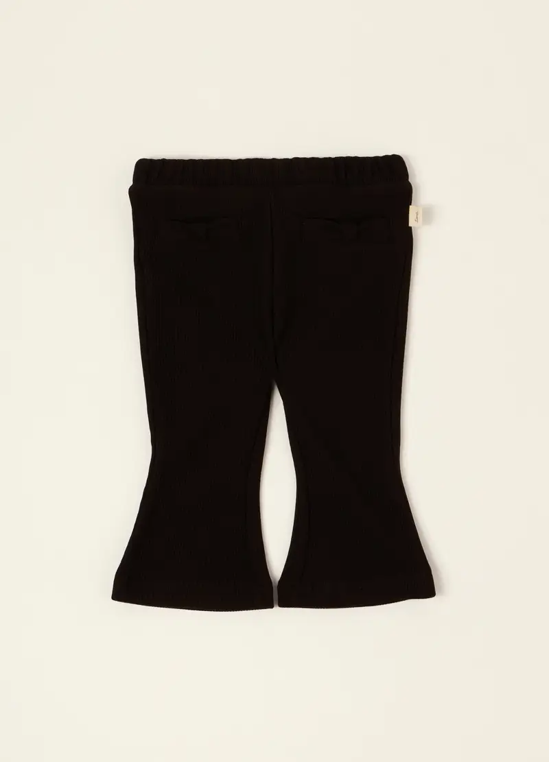 Pantaloni Neri Flare In Viscosa Elasticizzata, Neonata, Nero