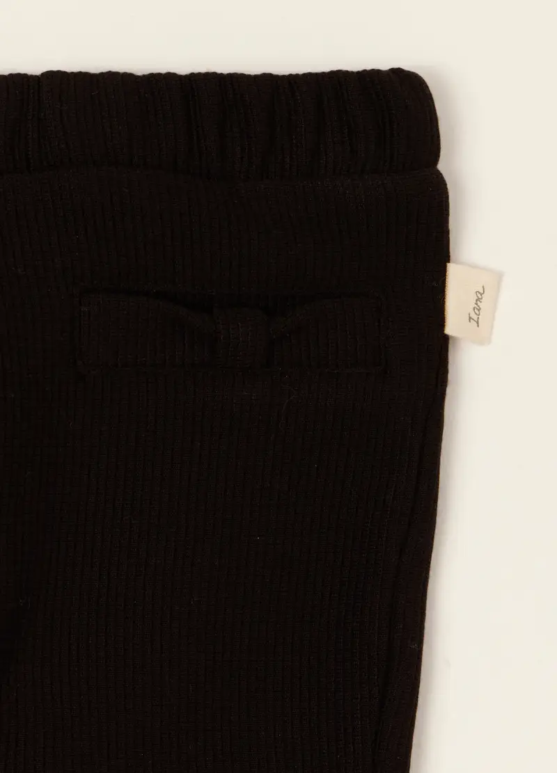 Pantaloni Neri Flare In Viscosa Elasticizzata, Neonata, Nero miniatura 3